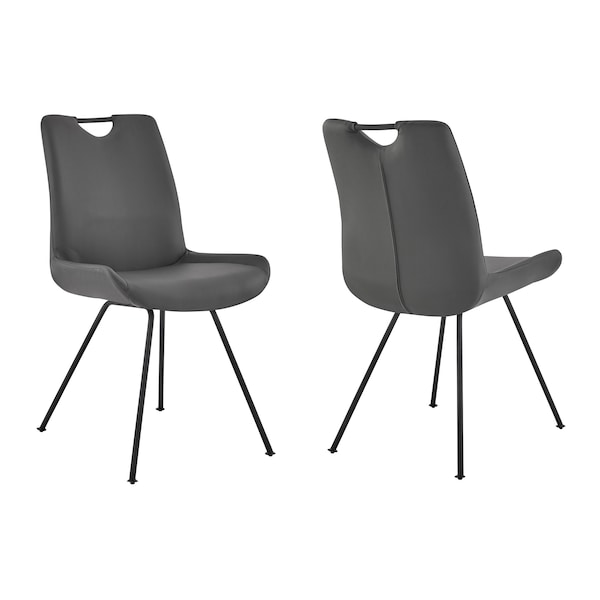 Armen Living Coronado Contemporary Dining Chair in Gray Powder Coated Finish and Gray Faux Leather, PK2 LCCDSIGR - main